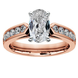 Real  Engagement Ring Oval Old Mine Cut Diamonds 6.75 Carats 14K Gold