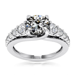 Engagement Ring Round Old European Natural Earth Mined Diamond 14K Gold 8 Carats