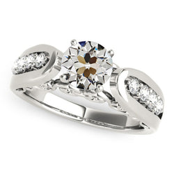 Engagement Ring Round Old Mine Cut Real Natural Earth Mined Diamond 14K Gold 2.75 Carats