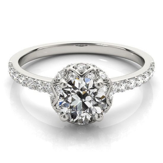 Engagement Ring Round Old Mine Cut Diamond