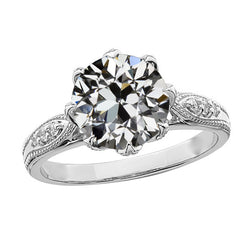 Engagement Ring Round Old Mine Cut Natural Earth Mined Diamond 8 Prong Set 3.75 Carats