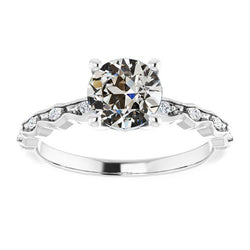 Engagement Ring Round Old Miner Real Natural Earth Mined Diamond Jewelry 3 Carats 14K Gold