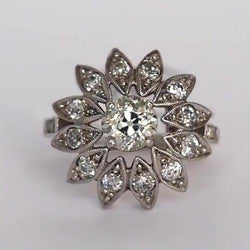 Real  Engagement Ring Round Old Miner Diamond Star Style 1.75 Carats