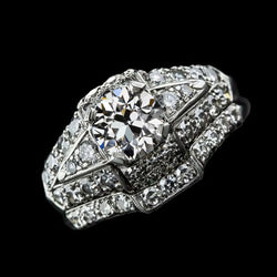Engagement Ring Set Old Cut Round Diamonds Split Shank 4.25 Carats