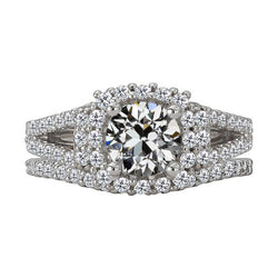 Engagement Ring Set Old Miner Diamond 3.50 Carats White Gold