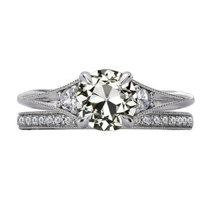 Engagement Ring Set Round Old Miner Diamond