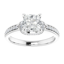 Real  Engagement Ring With Accents Cushion Old Cut Diamond 7.50 Carats