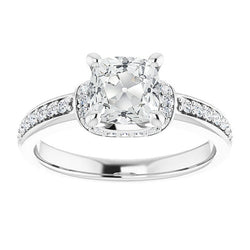 Engagement Ring With Accents Cushion Old Cut Natural Earth Mined Diamond 7.50 Carats