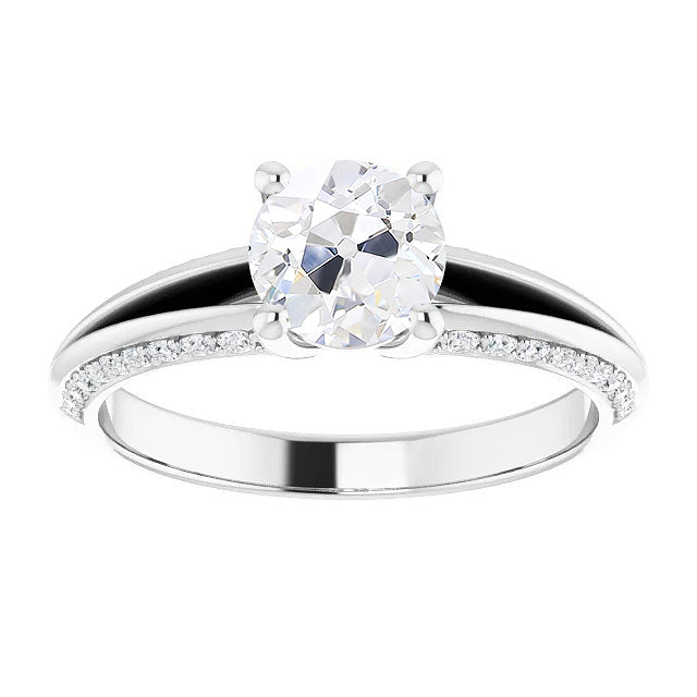 Engagement Ring With Accents Round Old Miner Diamonds Prong Set