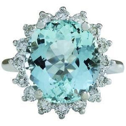 Natural Aquamarine Ring 11.50ct - White Gold 14K