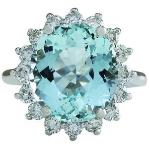 natural round aquamarine 11.50ct ring front view