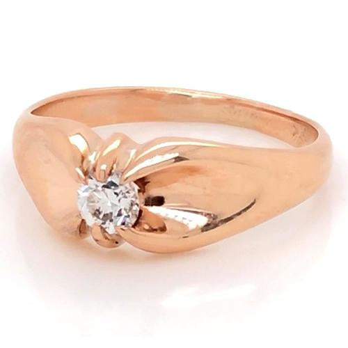 Mens Ring Engagement Ring 1 Carat Claw Prong Setting Rose Gold 14K Mined Diamond
