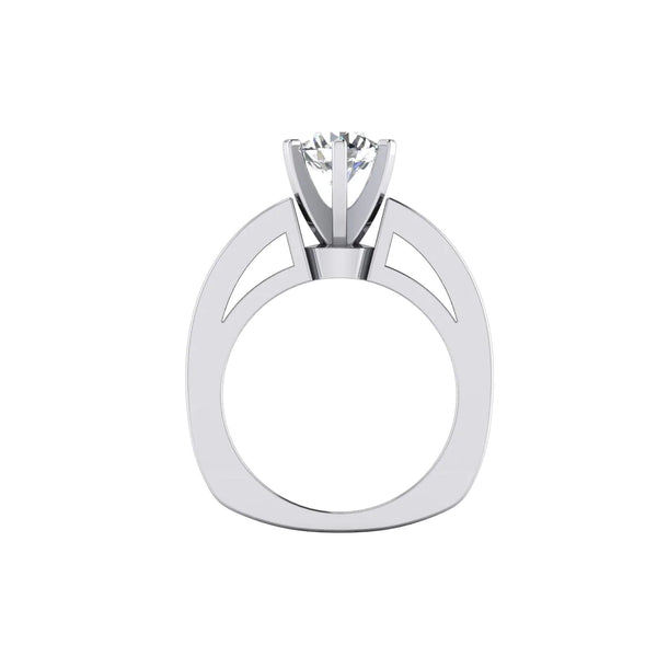 Round Euro Shank Diamond Engagement Ring  Accents WG 14K