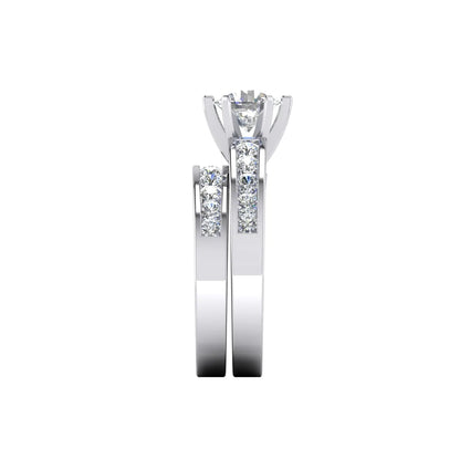 Round Euro Shank Diamond Engagement Ring With  WG 14K
