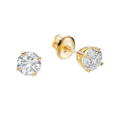 F Vs1 2.50 Carats Sparkling Diamonds Studs Earrings 14K Yellow Gold