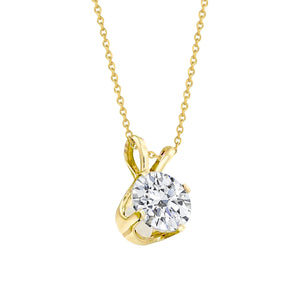F Vs1 Solitaire 1.75 Carat Diamond Pendant Necklace Yellow Gold 14K