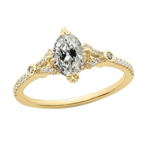 Fancy Diamond Old Mine Cut  Anniversary Ring