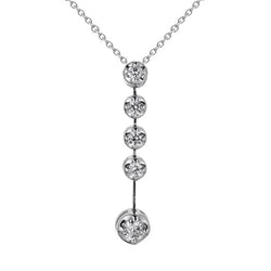 Five Stone Round Cut Diamond Pendant Necklace 3.0 Carat White Gold 14K