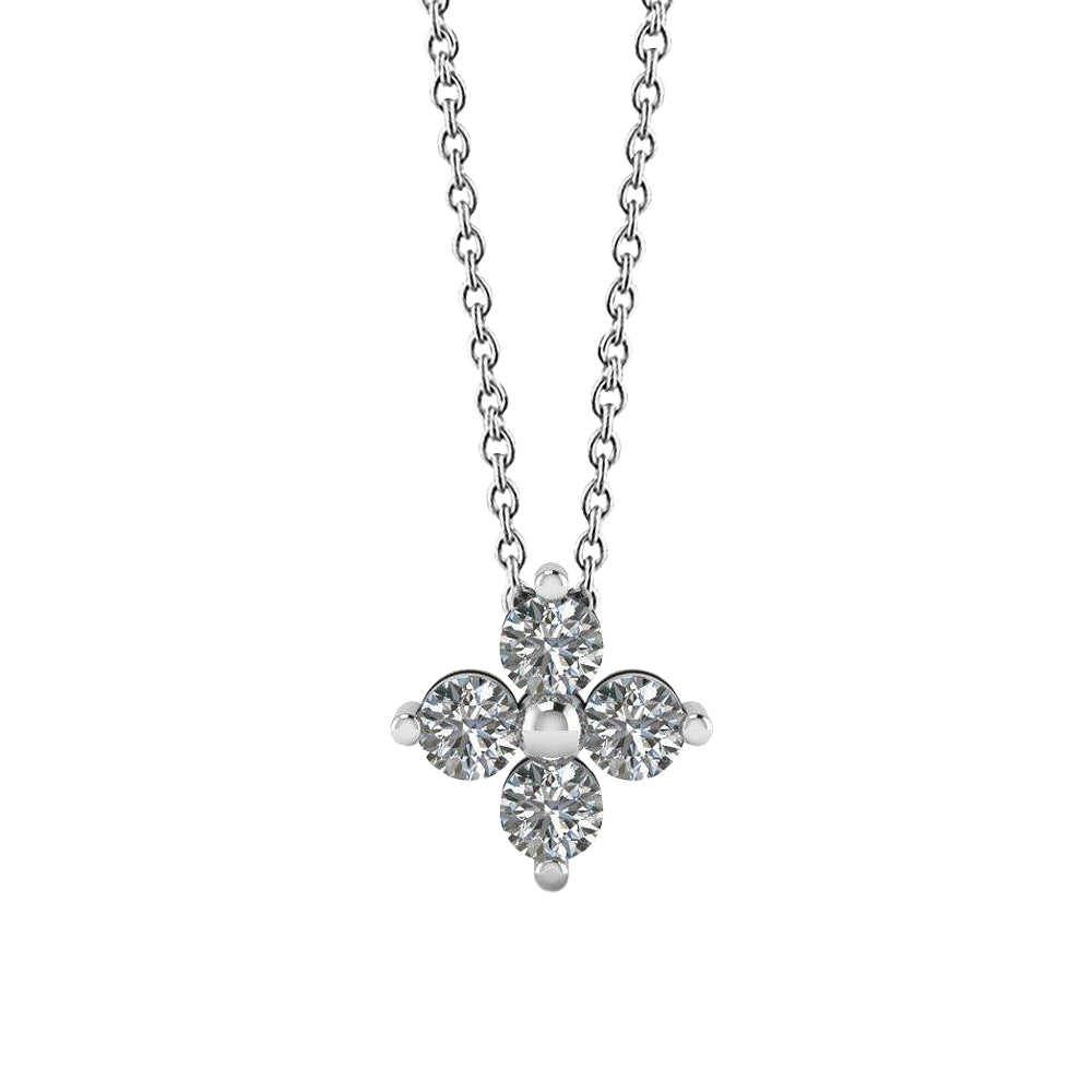 Fleur Grace Pendant Necklace 2 Ct White Round Cut Natural Earth Mined Diamonds
