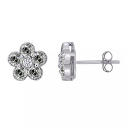 Flower Style Diamond Stud Earrings Push Backs Old Miner 5 Carats Gold