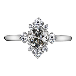 Flower Style Old Miner Natural Diamond Engagement Ring 3.50 Carats White Gold