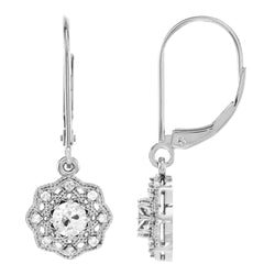 2.50 Carats Flower Style Round Old Miner Diamond Leverback Earrings