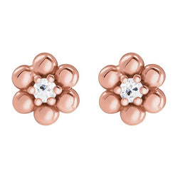 Flower Style Stud Earrings 2 Carats Old Miner Diamonds Rose Gold