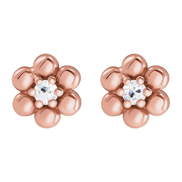 Flower Style Stud Earrings 2 Carats Old Miner