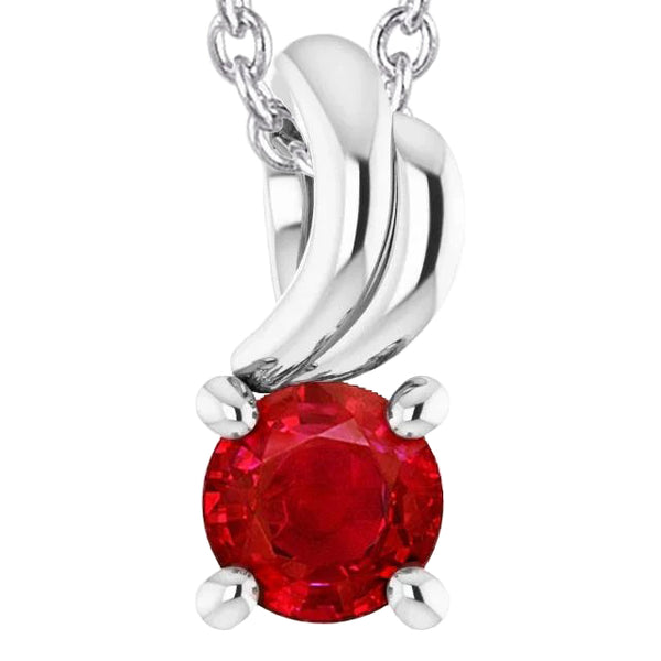 Four Prong Round Ruby Pendant 1 Carat
