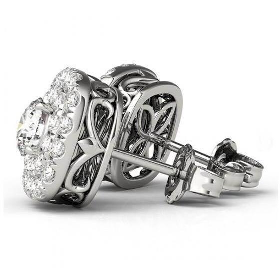 GIA CERTIFIED 2.60 Carats Lab Grown Diamond Stud Earrings White Gold 14K