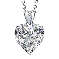 Heart Shape Lab Grown Diamond Pendant 2 Carats White Gold Women Jewelry 14K