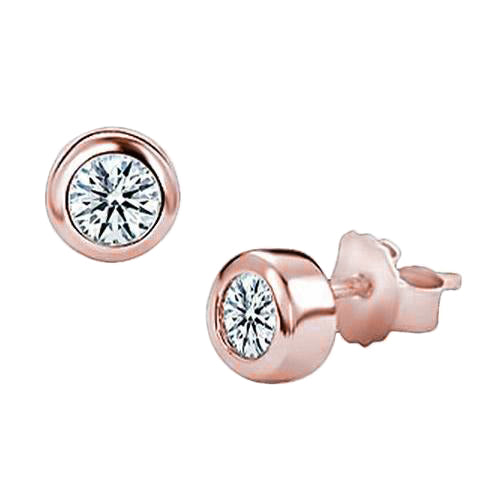 GIA CERTIFIED Lab Grown Diamond Stud Earring Rose Gold Screw Back Yards Bezel Set 2.50 Carat