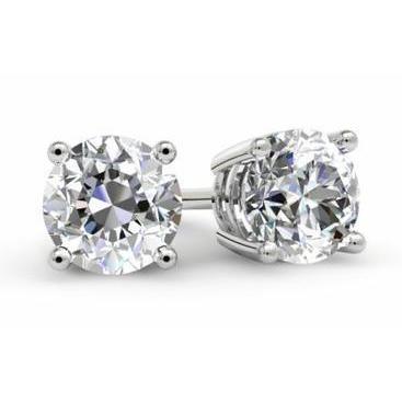 GIA CERTIFIED Round Cut 4 Carats Genuine Lab Grown Diamonds Studs Earrings 14K White Gold