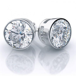 Bezel Set Round Lab Grown Diamond Stud Earring
