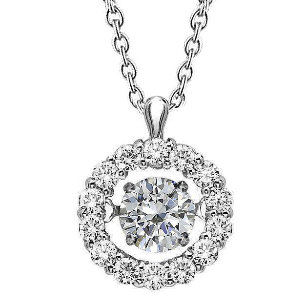 GIA Certified Lab Grown Diamond Lady Halo Pendant 1.85 Carat Prong Set Necklace White Gold 14K