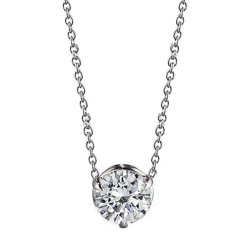 GIA Certified Lab Grown Diamond Solitaire Necklace Pendant With Chain 1 Carat White Gold 14K
