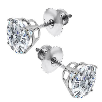 GIA Certified Lab Grown Diamonds Ladies Studs Earrings 3 Carats 14K White Gold