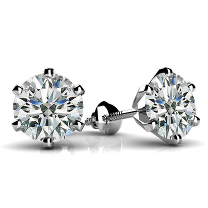  GIA Certified Lab Grown Diamonds Studs Earrings 3 Carats White Gold 14K