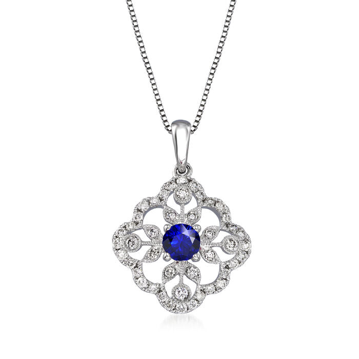Gemstone Pendant Diamond Necklace White Gold