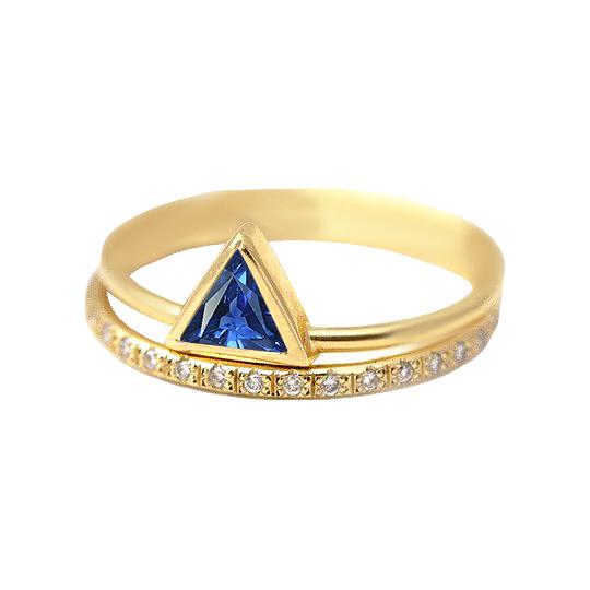 Bezel Set Blue Sapphire Gemstone Ring  Ladies New weeding  