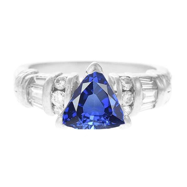 Best Amazing Stylish womans          Gemstone Trillion Sapphire Ring Diamonds