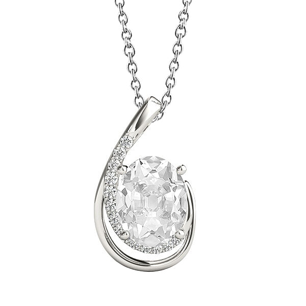 Curved Diamond Pendant Round & Oval Old Miner