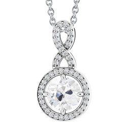 Gold 14K Natural Earth Mined Diamond Pendant Round Cut Old Miner 4 Carats Prong Set