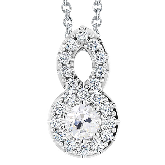 Gold 14K Diamond Pendant Round Cut Old Miner 