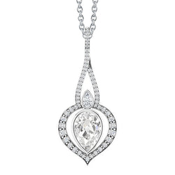 Gold 14K Natural Earth Mined Diamond Pendant Round & Pear Old Cut Bezel Set 3 Carats
