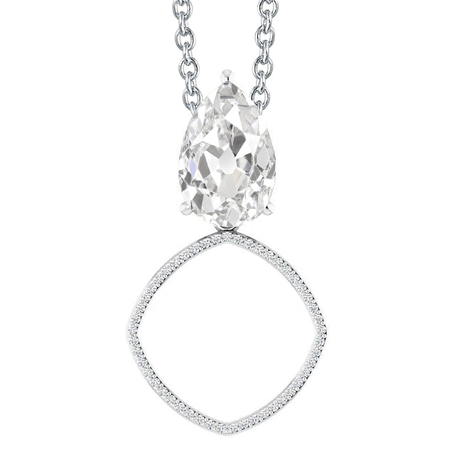 Diamond Pendant Round & Pear Old Miner Prong Set