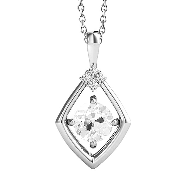 Gold Diamond Square Pendant With Chain Old Miner Cut