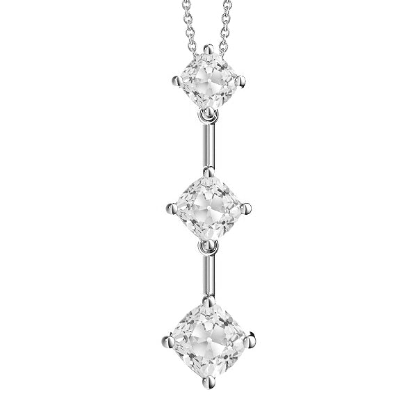 Gold Diamond Three Stone Pendant Old Miner Cut