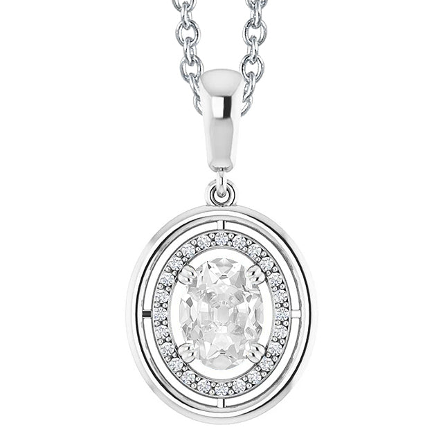 Gold Halo Diamond Pendant Old Miner Cut Prong Set