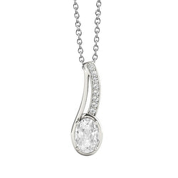 Natural Diamond Pendant 2ct - White Gold 14K